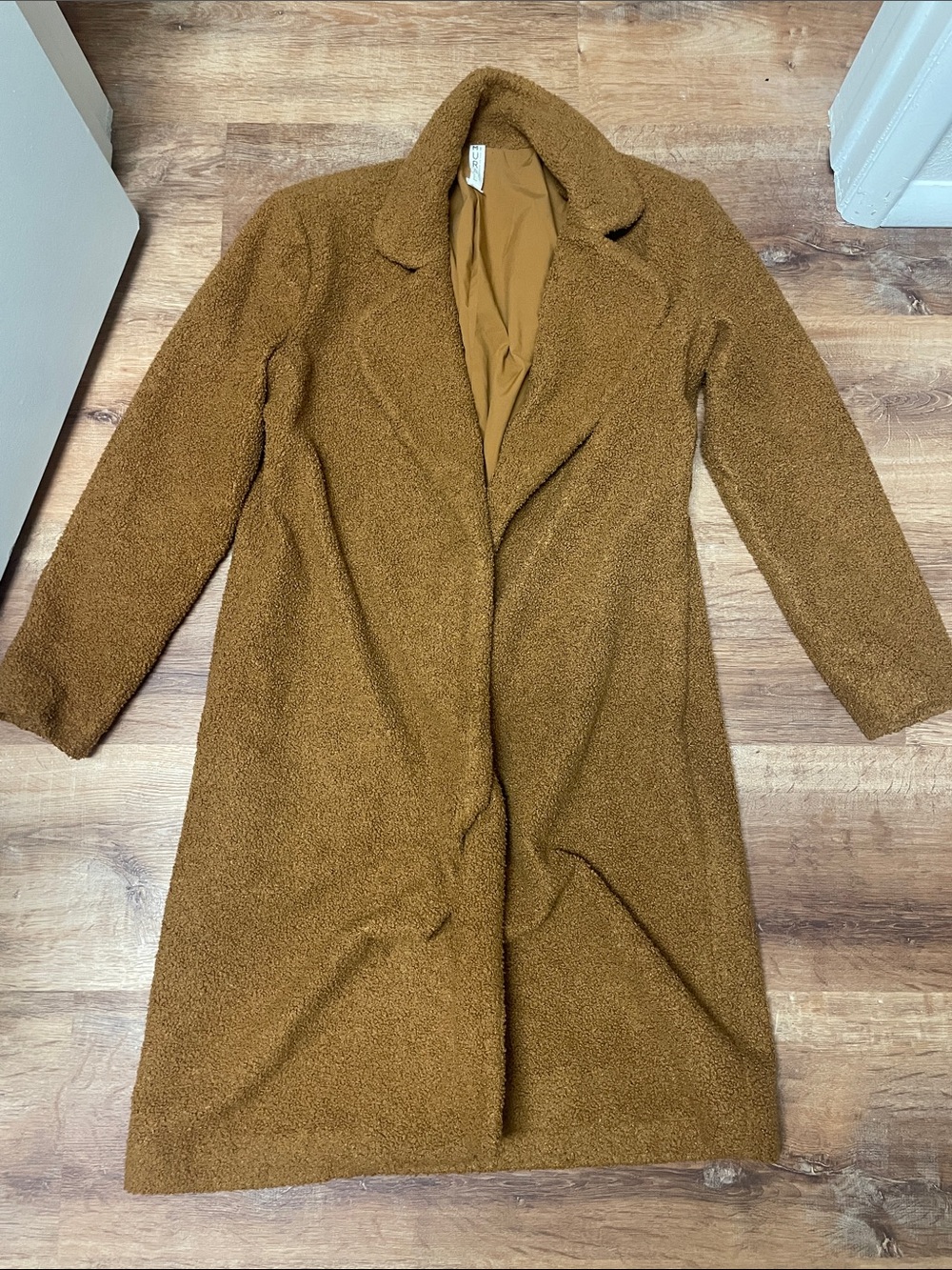 Mural Women's Faux Shearling Trench Coat - Camel Brown